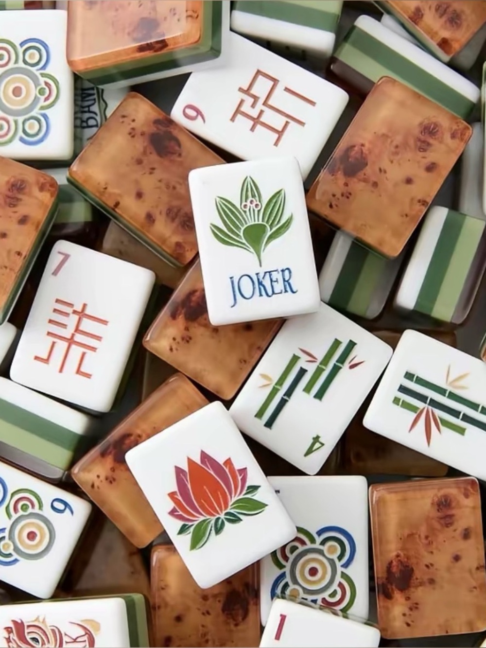 Classic Mahjong Tile Set - Floral & Character Designs
